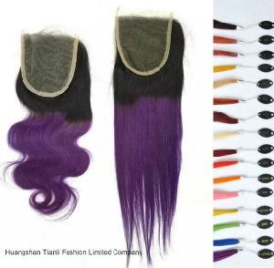 7A Virgin Hair Ombre Color Lace Closure Purple
