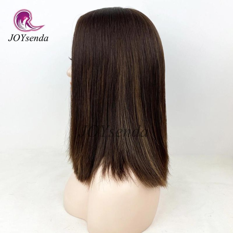 None Lace Silky Straight Bob Thick End Hair Wig Skin Silk Top Jewish Wig Kosher Wigs European Virgin Human Hair Double Drawn Weft