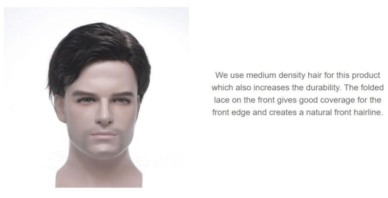 Fine Mono with Poly Around and Lace Front Durable Men Stock Hairpiece