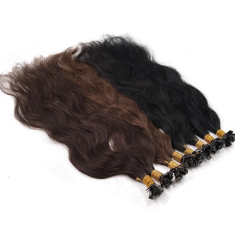 Raw Cuticle Aligned Human Hair Natural Wavy Flat Tip Hair Extensions