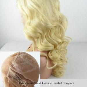 26&quot; Dark Root Blond Hair Wig Made of Fine Mono