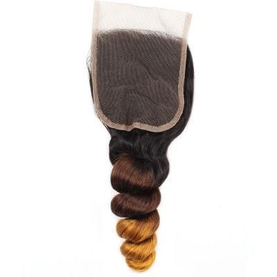 9A 4*4 Lace Front Closure Loose Wavy Remy Human Hair Weave #T3