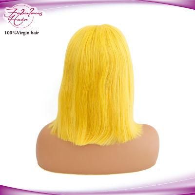 Pre Plucked Yellow Bob Lace Front Hair Wigs for Ladies