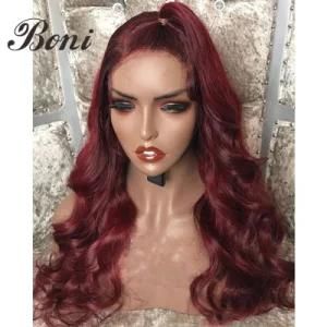 Popular Wholesale 1b/99j Ombre 100% Brazilian Human Hair Body Wave Lace Front Wig