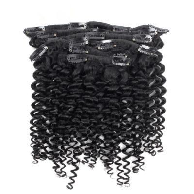 Jerry Curly Clip in Human Hair Extensions Natural Black Remy Hair