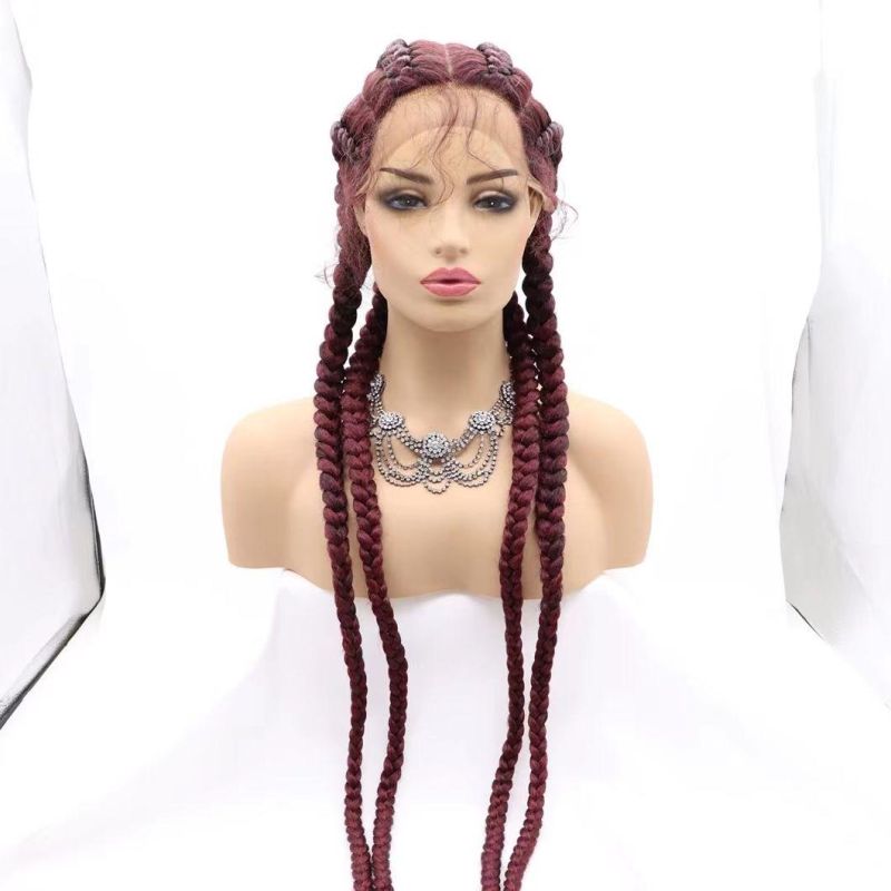 Wig Braided for Women Wholesale African Synthetic Micro Braided Lace Front Wig Cornrow Hair Braided Wigs for Black Women