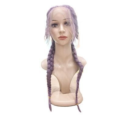 Lowest Price Hair Braid Purple 24 Inches Lace Front Wig