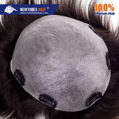 Custom Made Silicon Human Hair Men Toupee