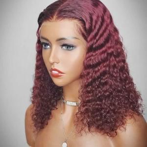 Red Wine Curly Lace Frontal Wig Short Curl Bob Wig 99j Afro Curly Lace Frontal Wig