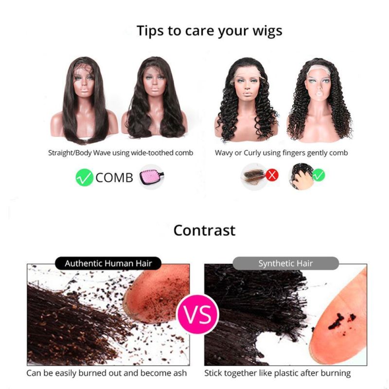 150% Density HD 13*4 Lace Human Hair Wigs for Black Women, Wholesale Brazilian Virgin Hair Lace Front Wig