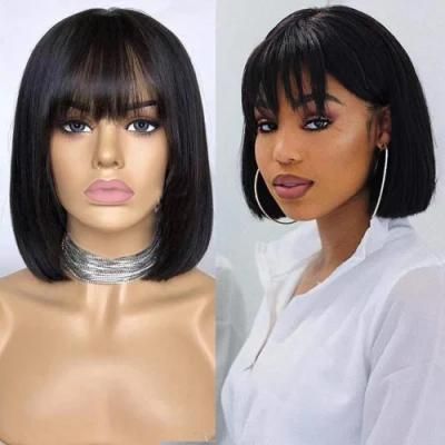 Wholesale Promotion Bob Wigs with Bangs Human Hair Wig