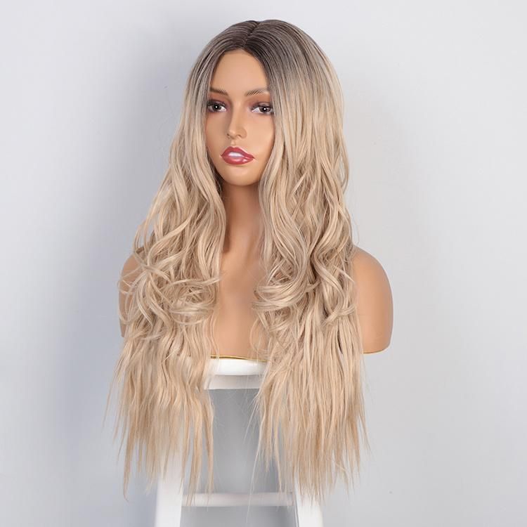 Synthetic Ombre Bloned Hair Long Body Wavy Wigs Middle Part Premiun Brazilian Hair