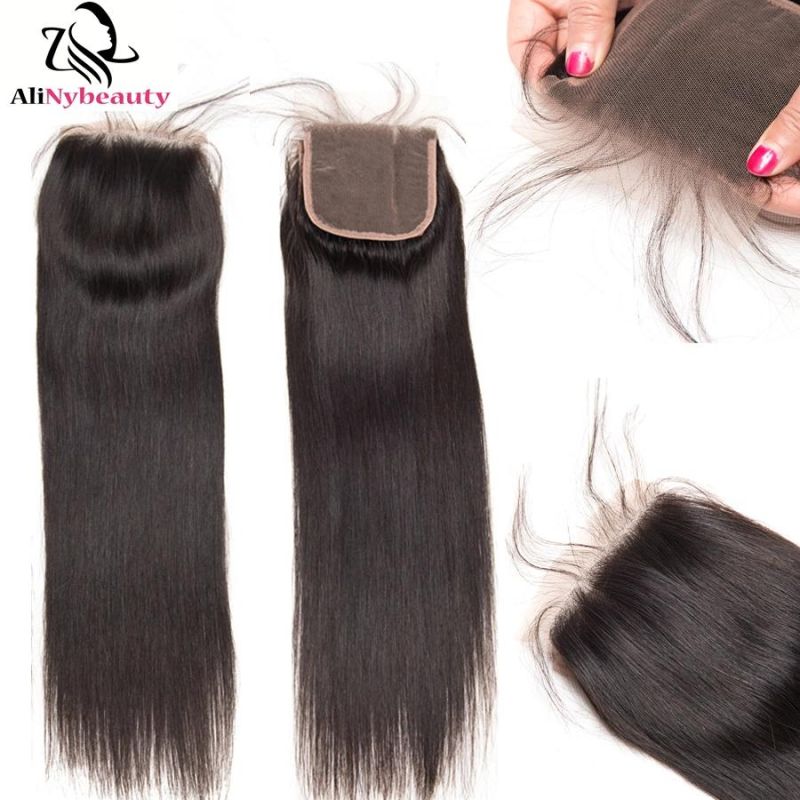 Alinybeauty Factory Brazilian Straight Hair Closure 4X4 Swiss Lace Closure