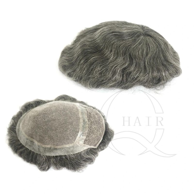 Swiss Lace Front Toupee Double Knotting Clear Thin Poly Natural Remy Hair Durable Human Hair Toupee