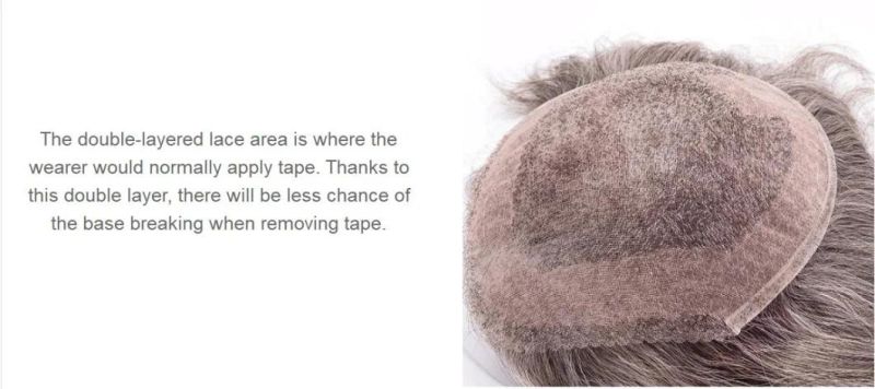 Ultra Thin Fine Mono - Invisble Hair Line - Long Life Men′s Toupe Wigs