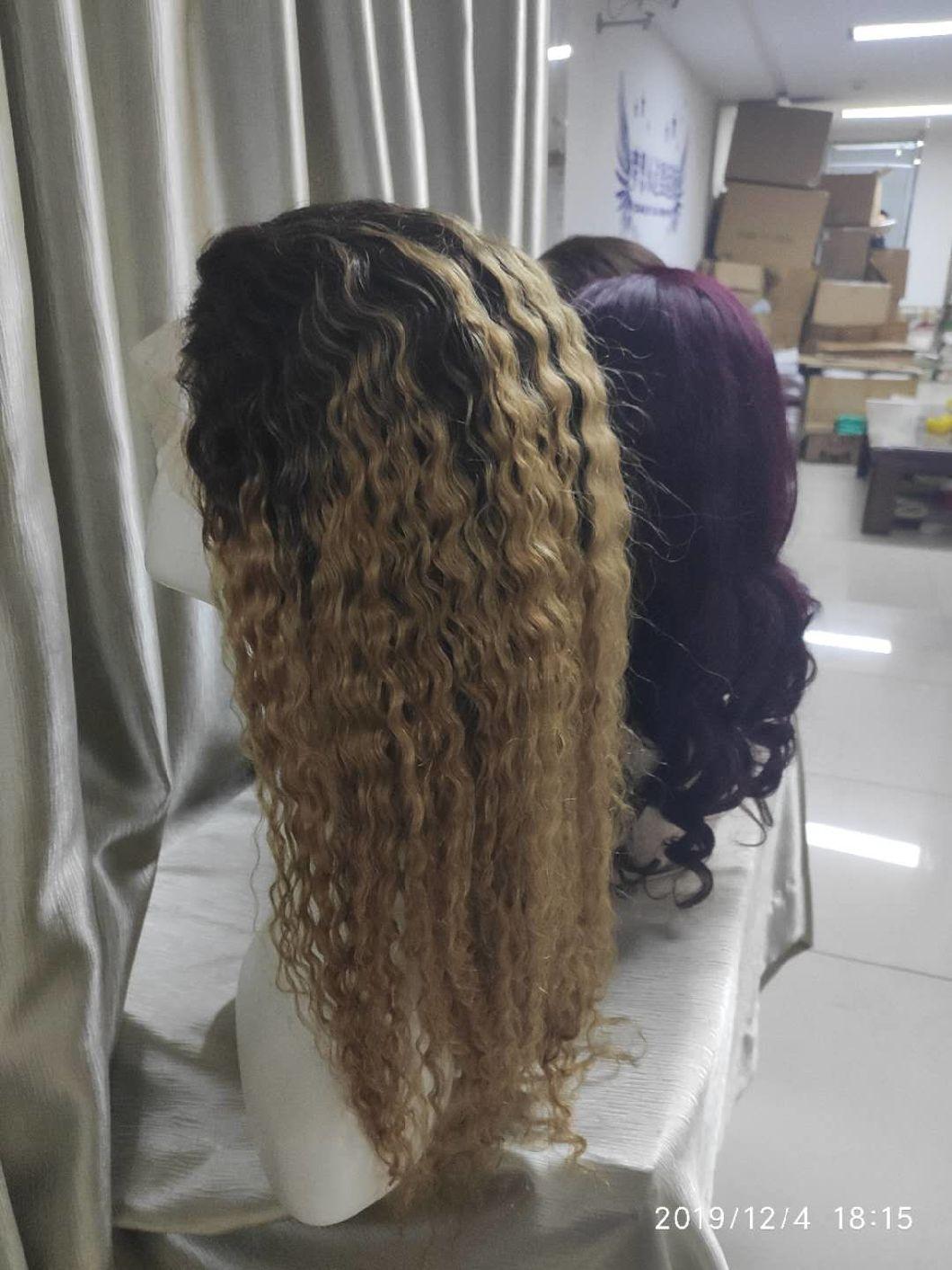 Blonde Ombre Color Human Hair Wigs Deep Wave