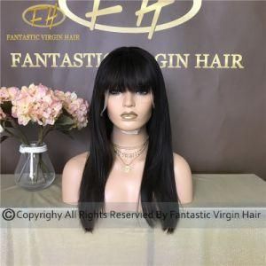 Top Quality Chinese Virgin/Remy Human Hair Full/Frontal Lace Wig with Full Bangs