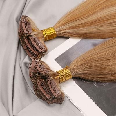 Thick Ends Straight Remy Seamless Virgin Hair Clip in Hair Extension #P6/8/16