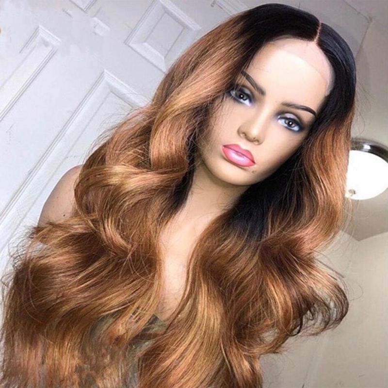 Body Wave 360 Lace Front Human Hair Wig Pre Plucked with Baby Hair 150% Density Ombre Color