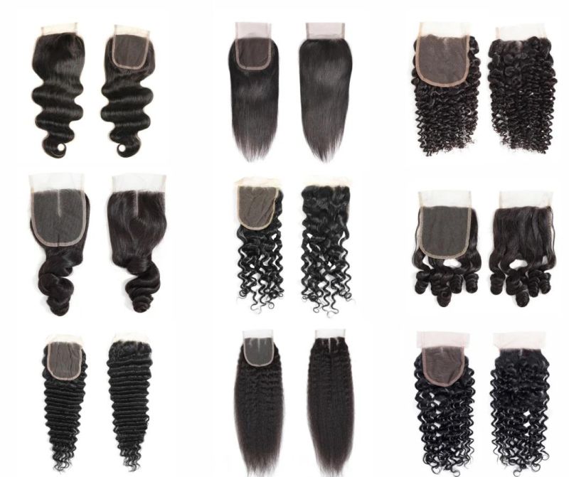 Factory Price Pixie Curls Human Hair with Closure 4X4 Kinky Straight Hair Swiss Lace Closures