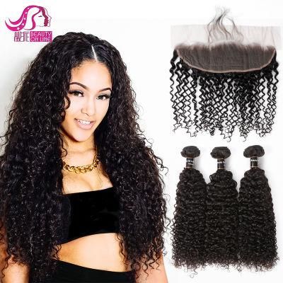 8A 9A 10A Deep Wavy Curly Human Hair Weave Bundles with Lace Frontal and Closure