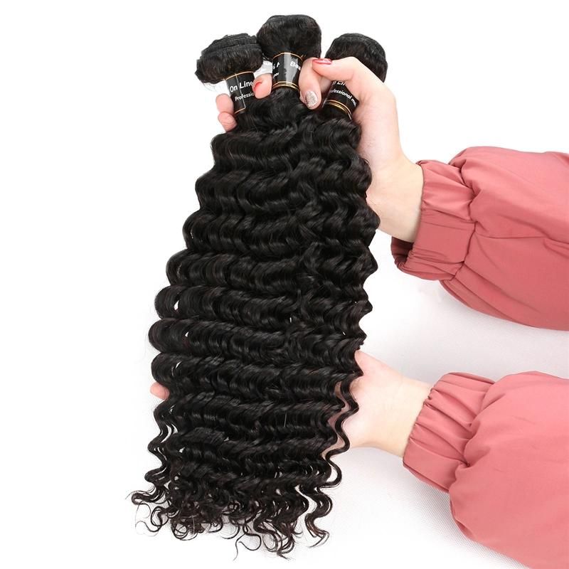 10A Deep Wave Curly Human Hair 3 Bundles Raw Brazilian Virgin Human Hair Extension