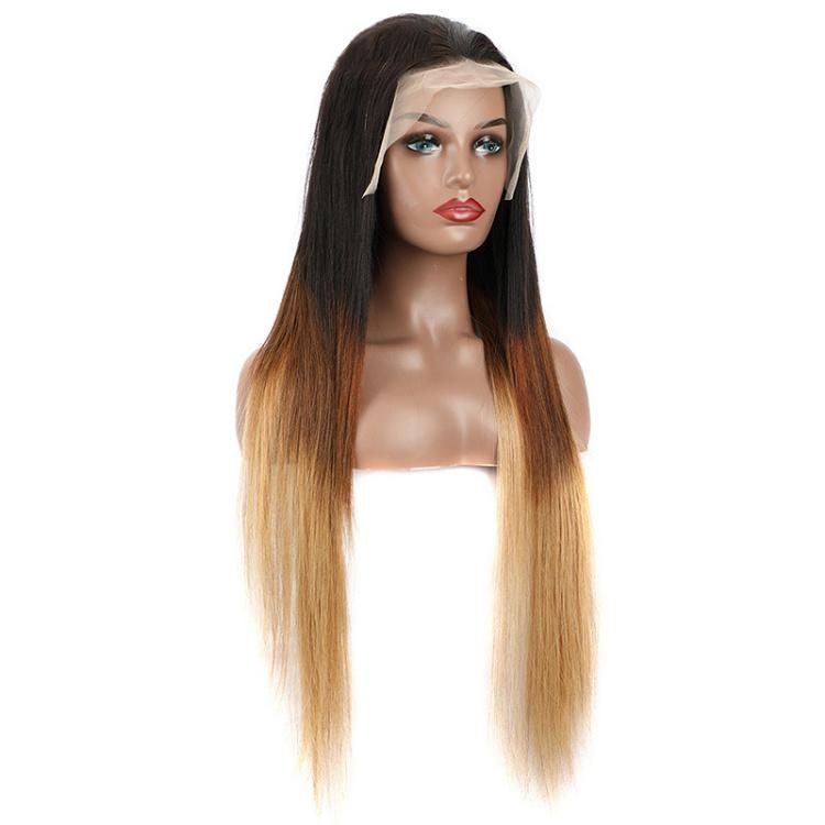 Wholesale 13X4 Ombre Sliky Straight Human Hair Wigs #T1b/4/27