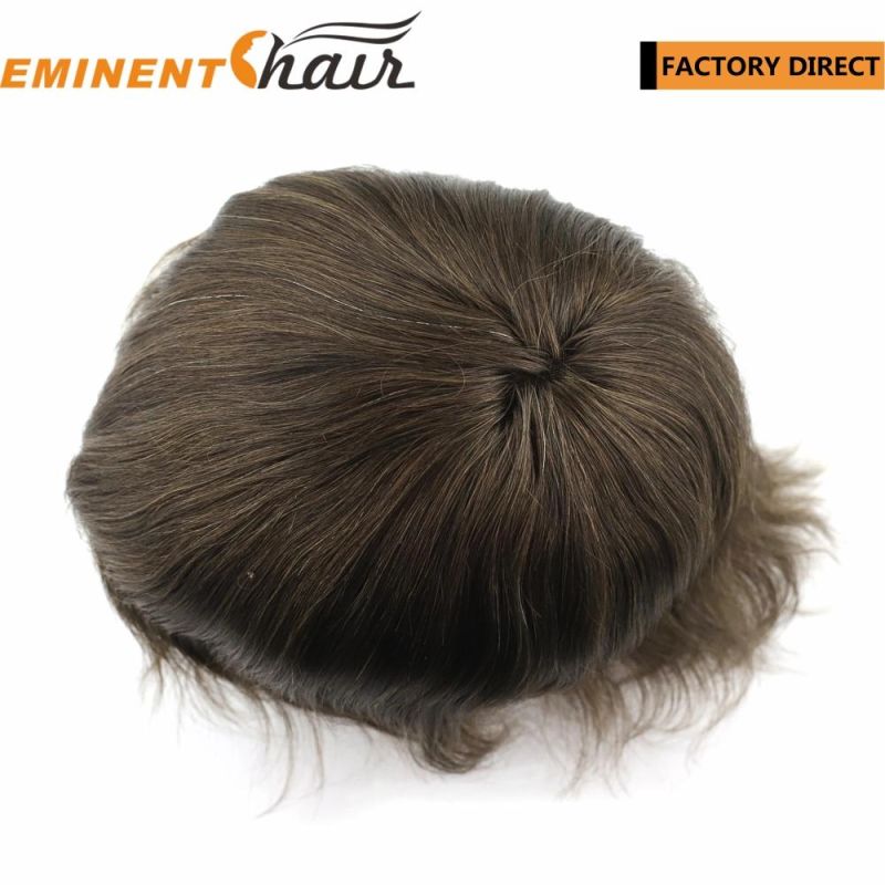 Natural Hairline Lace Front Indian Hair Stock Men′ S Toupee