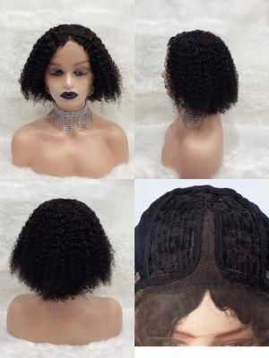 Wholesale 200% Density 13X6 Transparent Lace Front Natural Afro Bouncy Curly Human Hair Wig