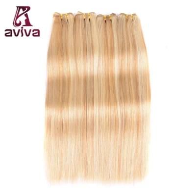 Piano Color P27/613 Straight Virgin Hair Extensions Unprocessed Human Hair Extension Double Weft 22inch Brazilian