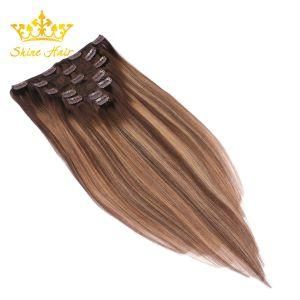 100% Human Hair Extension for Clip in Remy Hair Balayage Color