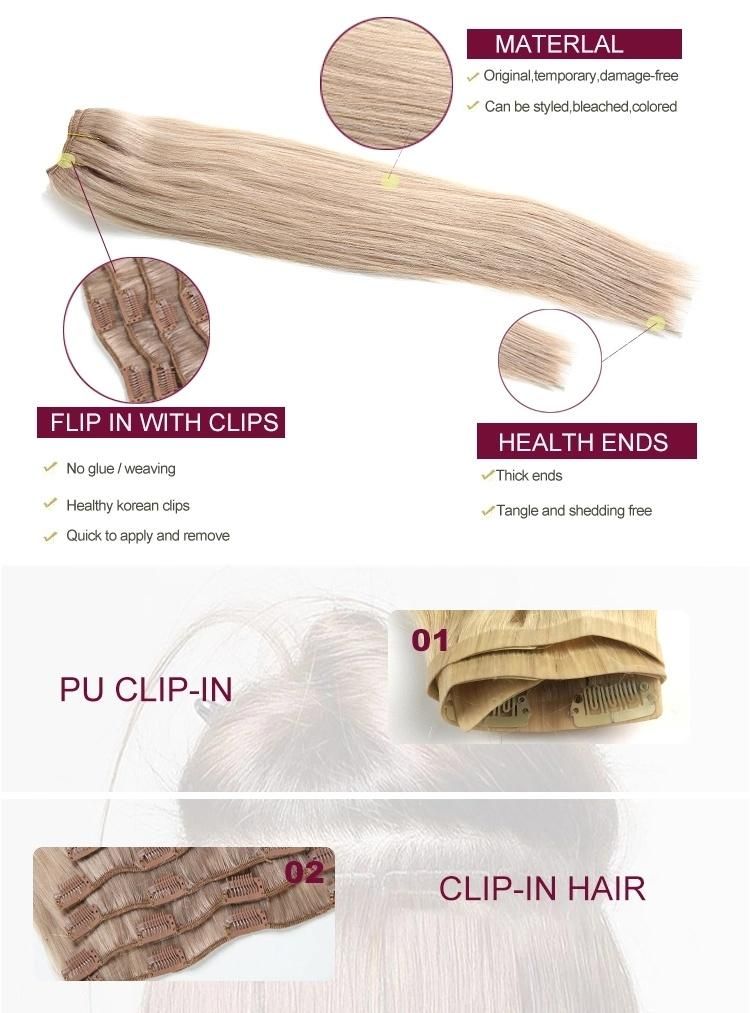 Top Grade European Double Drawn Human Hair Clips Hair Extenion