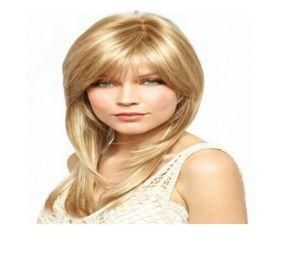 Natural Women Inclined Bang Fashion Golden Hair Synthetic Hair Wigs