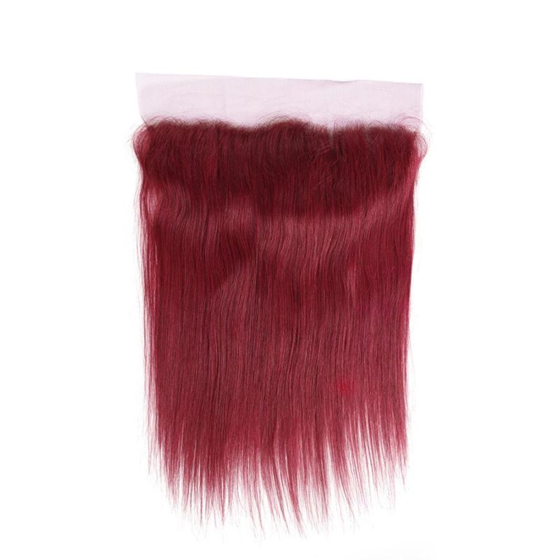 Burgundy Red Color Bundles with Frontal Brazilian Straight Human Hair Weave Bundles Non-Remy Hair Extension
