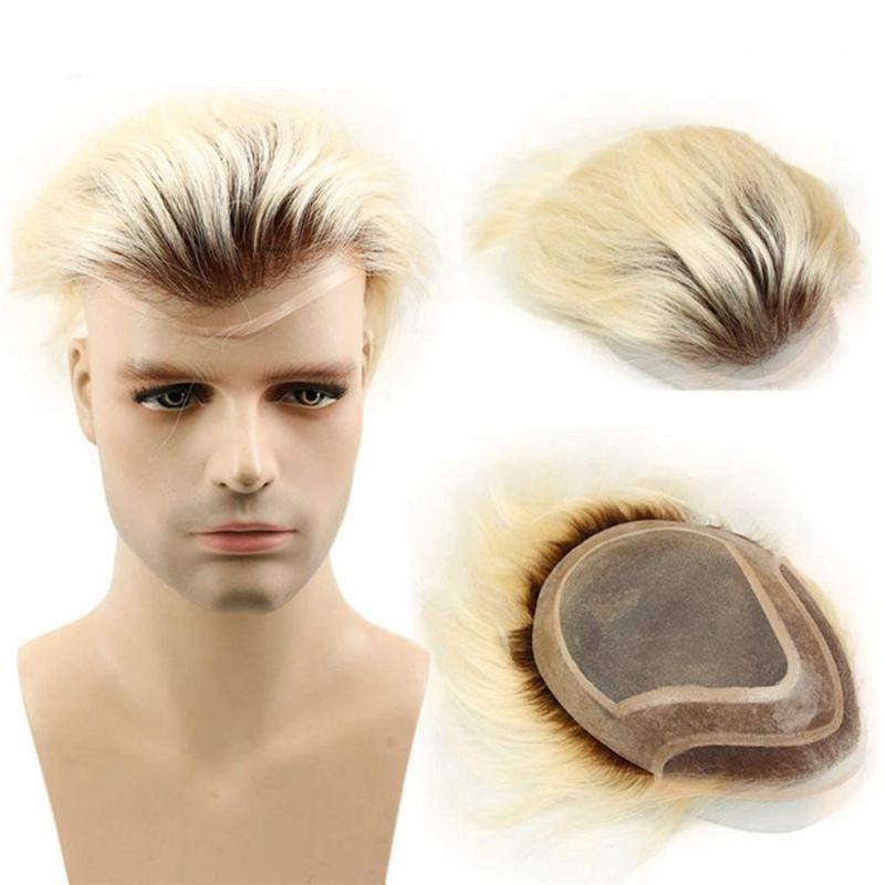 Kbeth Human Hair Wigs for Men 613 Men′ S Toupees Golden #5 80% Replacement System Customized Straight Short Thin PU Men′ S Men′ S Fashion Wig