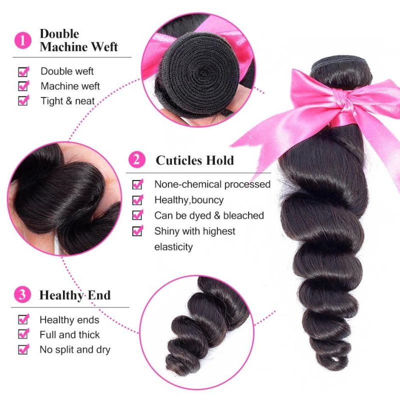 100% Unprocessed Loose Wave Raw Mink Virgin Brazilian Hair, Cuticle Aligned Human Hair Bundles