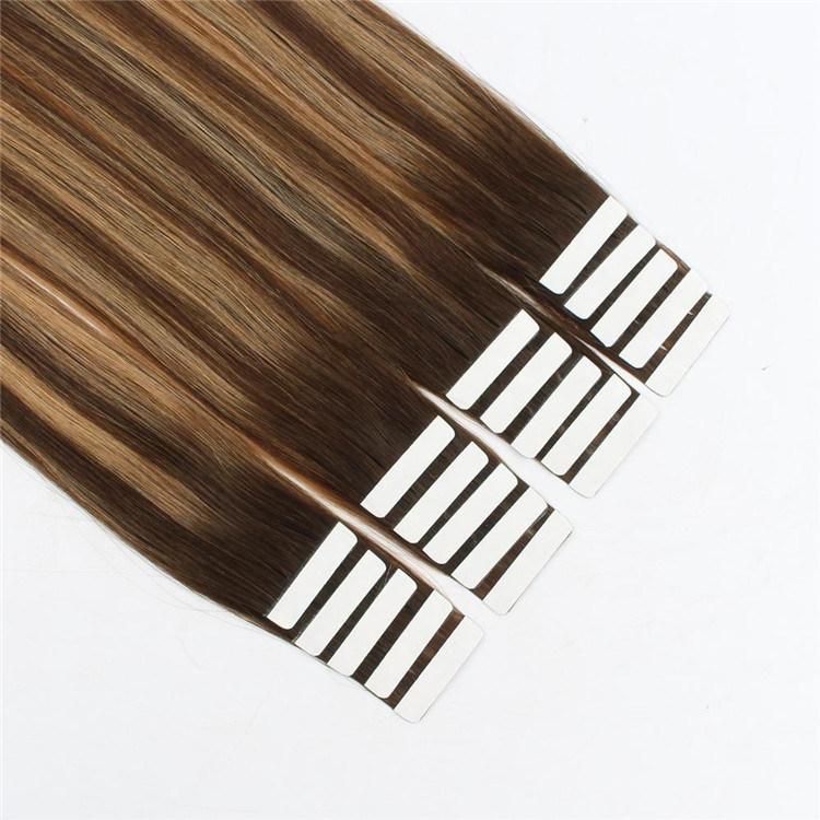 Russian Double Drawn Human Hair Invisible Virgin Tape in Hair Extensions