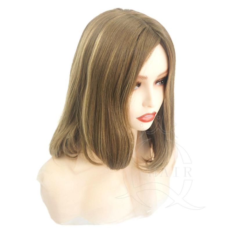 Brown Color Add Highlight Color Silk Top Kosher Wig Jewish Wig Customized Lace Top Wig