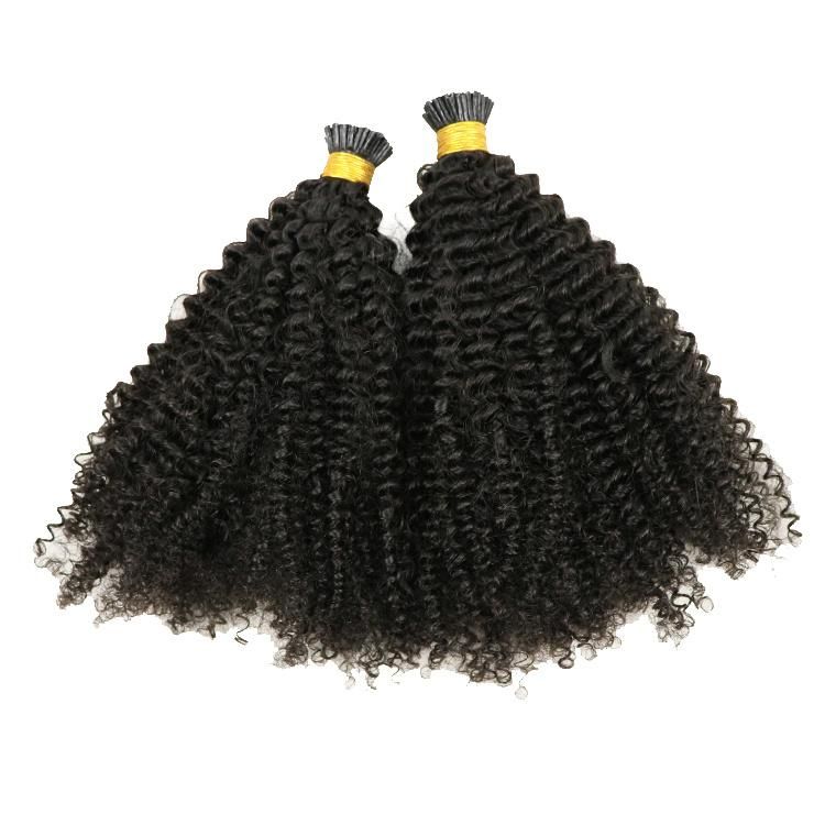 12A Cuticle Aligned Human Hair Jerry Curly Remy I Tip Hair Extensions