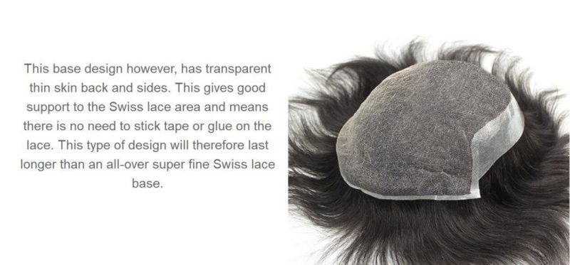 New Long Life Swiss Lace Base - with Transparent Skin All Around! Hidden Wigs for Men