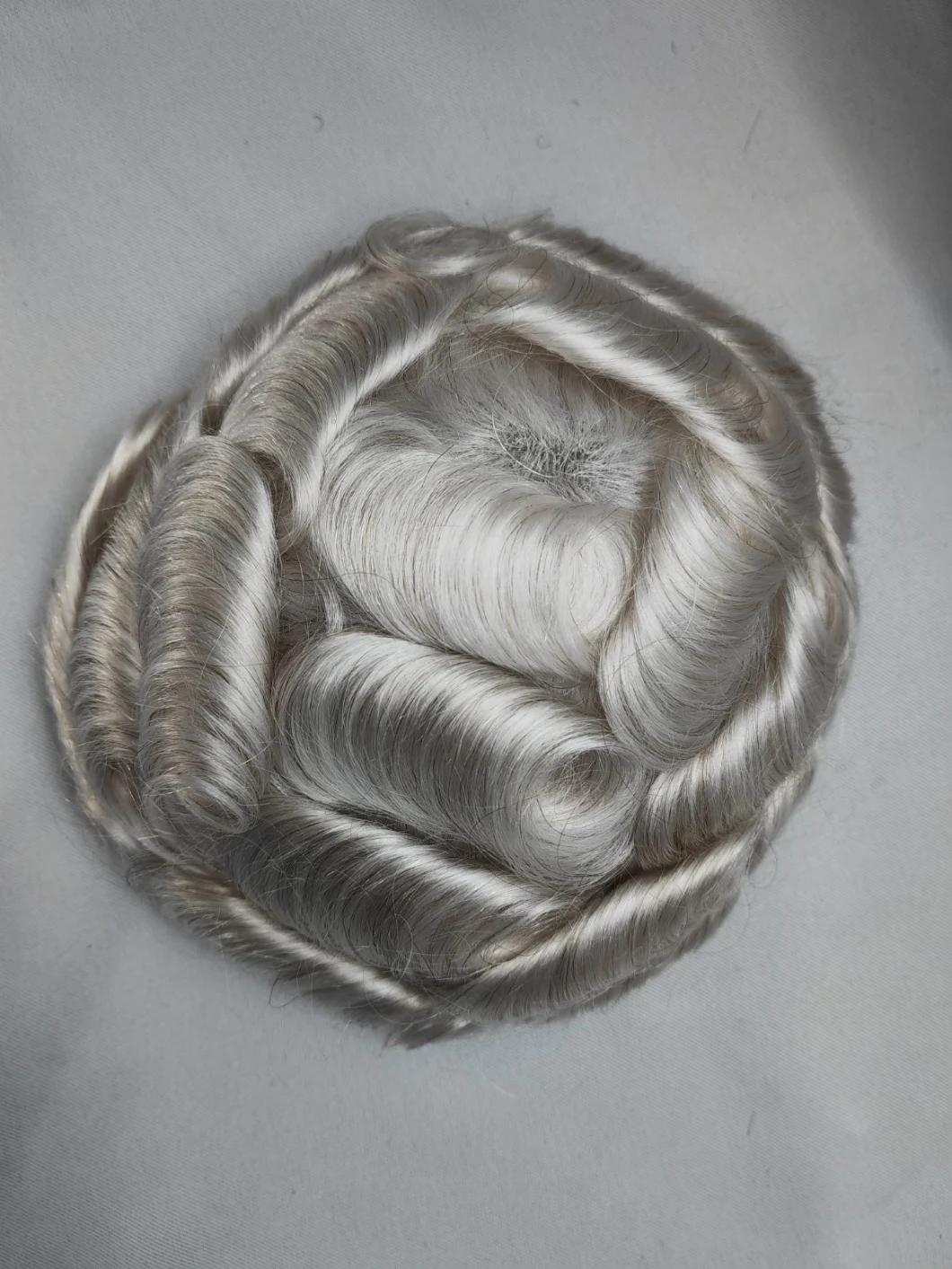2022 Hand Knotted Clear PU Base Toupee Made of Remy Human Hair