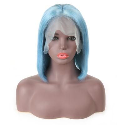 Kbeth Human Hair Wigs for Black Women Short Bob Straight Blue Color Wigs Human Hair Lace Front