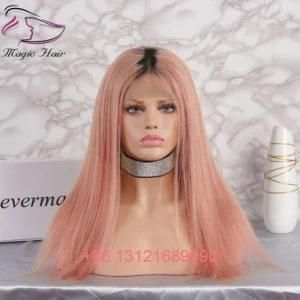 Ombre Pink Color Brazilian Indian Virgin Hair Full Lace Human Hair Wigs