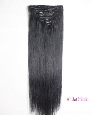 160g 16&quot; Machine Made Remy Hair 8PCS Set Clips in 100% Human Hair Extensions Full Head Set Straight Natural Hair