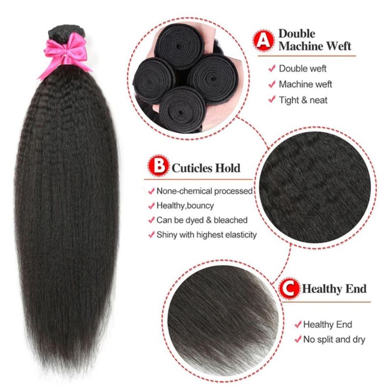 Brazilian Yaki Human Hair Bundles Deals Kinky Straight Brazilian Hair Weave Bundles Remy Human Hair Extensions