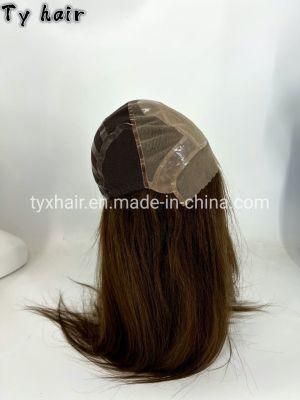 Top Quality 130% Density Virgin Remy Hair Brown Color Medical Silicone Wigs with Silk Top Wigs