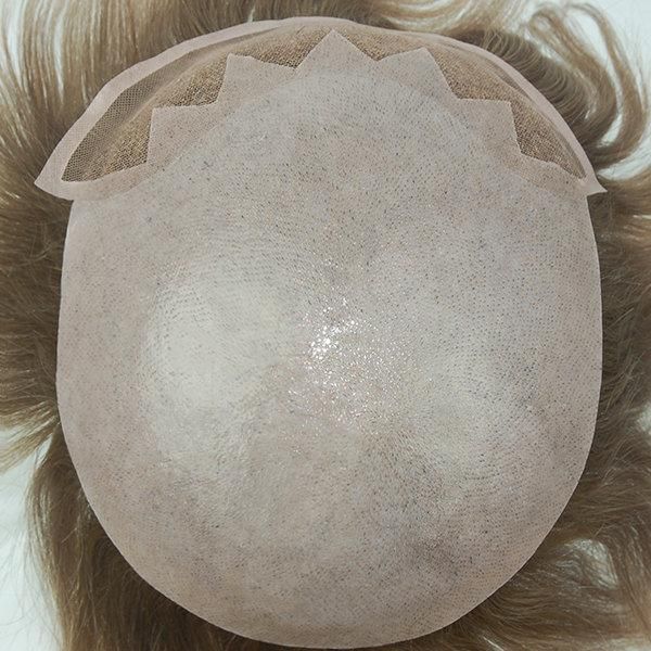 PU with Gauze Base with Lace Front Indian Human Hair Toupee