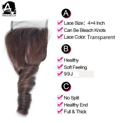 Angelbella Cheap Price High Quality Remy Human Hair Closure Spring Wave 4X4 Lace Closures