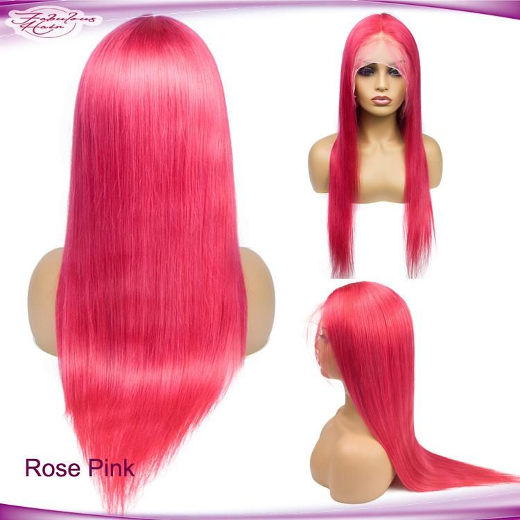 Cheap Bright Pink Long Lace Front Hair Wigs for Sale