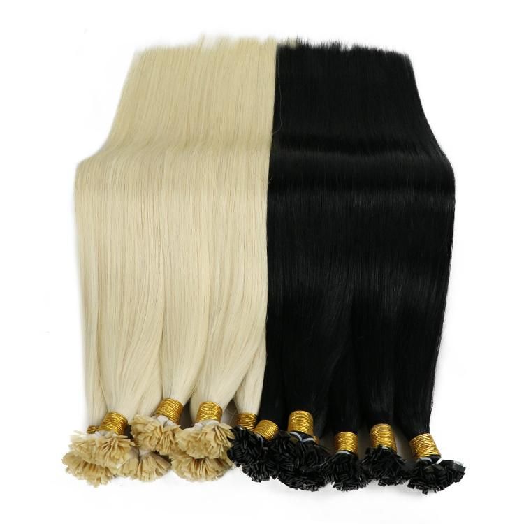 Wholesale Prebonded Keratin Double Drawn Human Hair Raw Flat Tip Hair Extensions